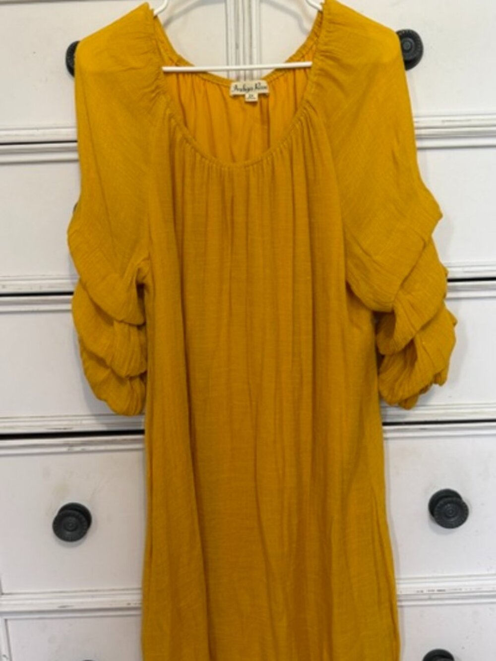 Indigo Rose dress mustard yellow dress 2X